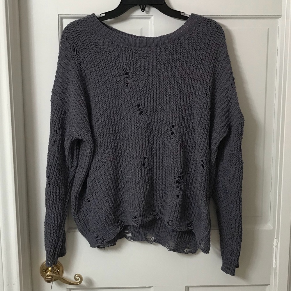 “Destroyed” chenille sweater